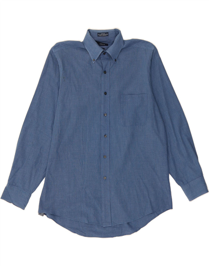 IZOD Mens Shirt Size 16 Large  Blue Gingham Cotton Vintage Izod and Second-Hand Izod from Messina Hembry 