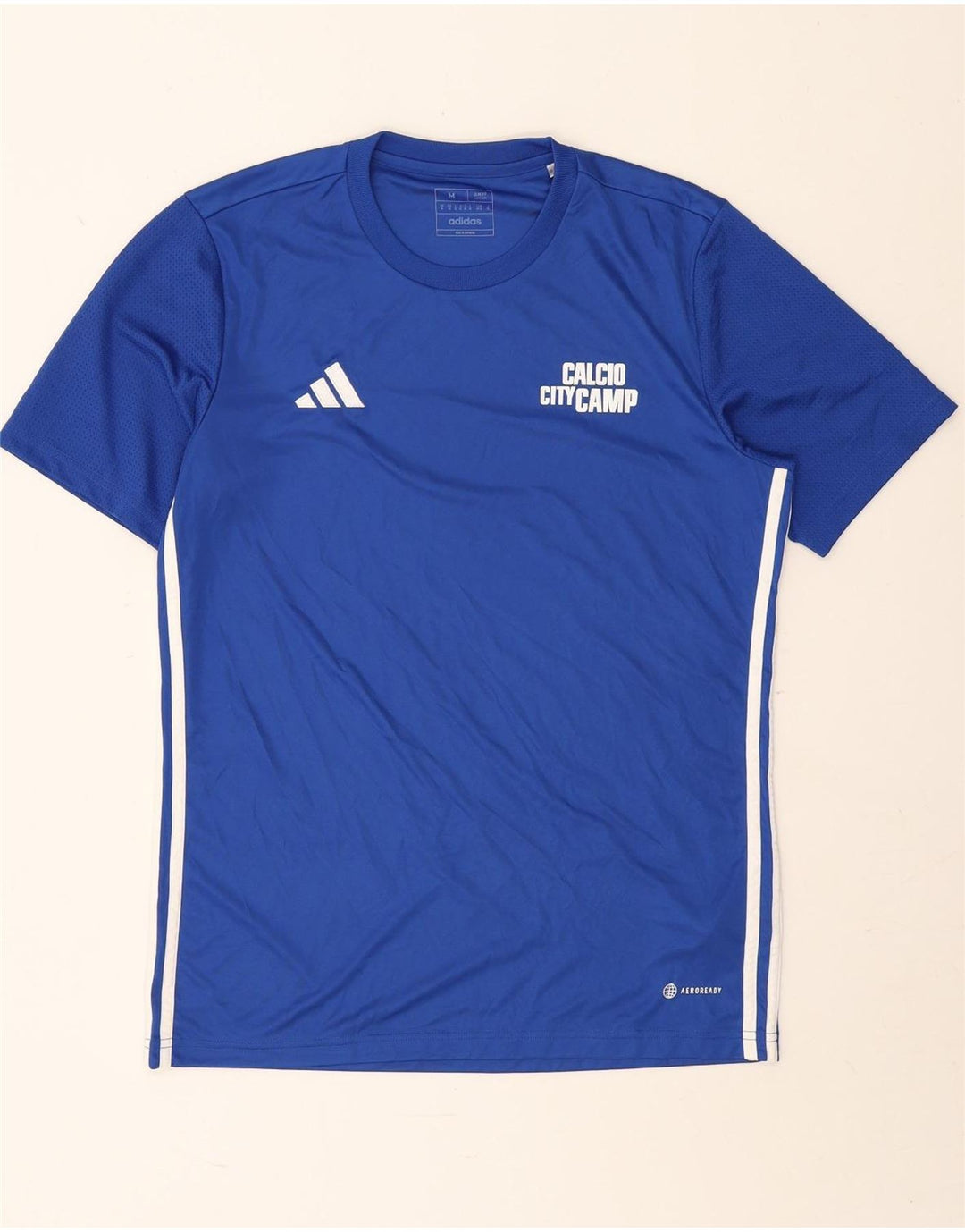 T-shirt grafica da uomo Adidas Aeroready Slim Fit Top in poliestere blu medio