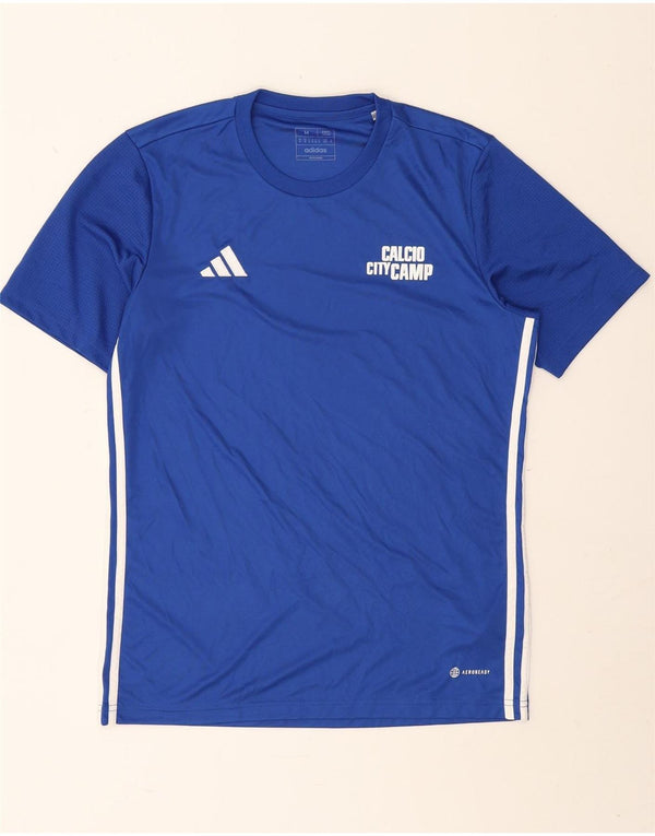 T-shirt grafica da uomo Adidas Aeroready Slim Fit Top in poliestere blu medio