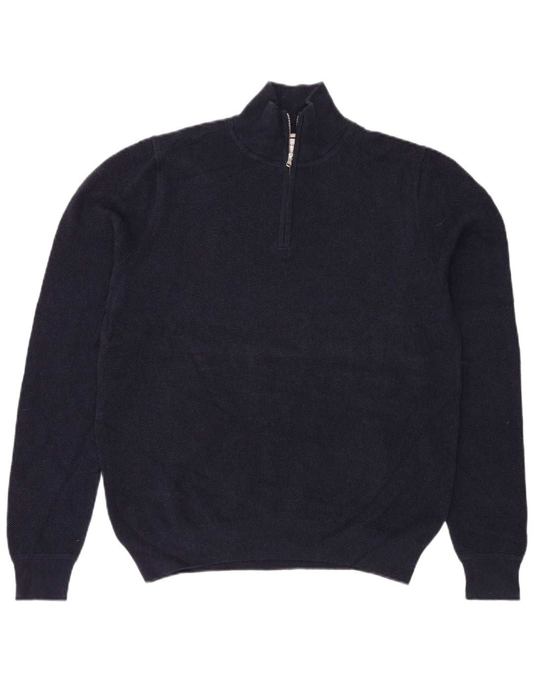 Maglione da uomo con zip e collo John Lewis, grande, in cotone blu navy