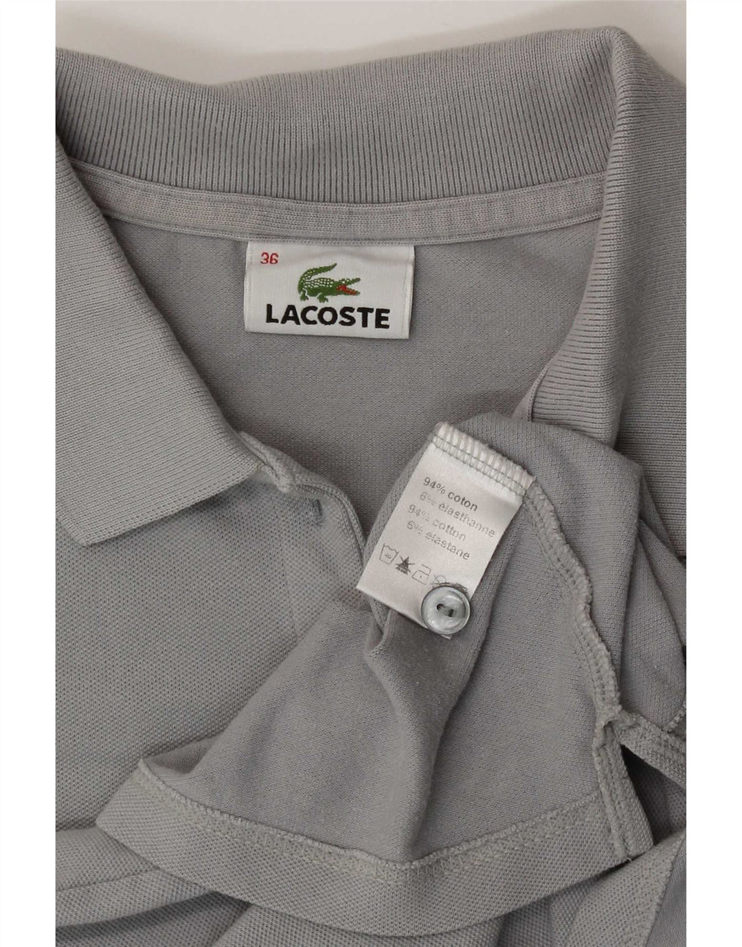 Polo da donna Lacoste taglia 36 piccola in cotone grigio