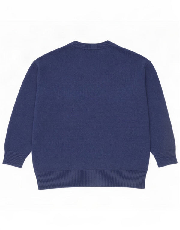 Massimo Dutti Womens Boat Neck Jumper Sweater UK 10 Small Navy Blue