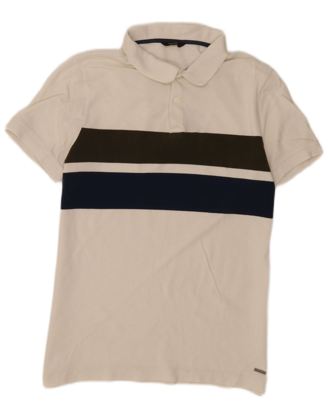 Polo da uomo Massimo Dutti Large White Colourblock