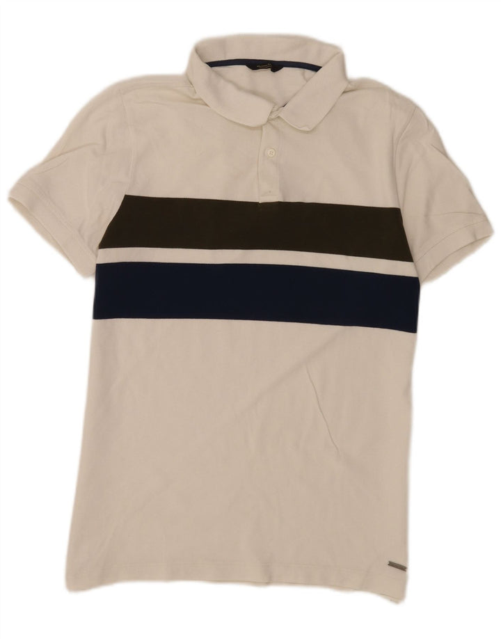 Polo da uomo Massimo Dutti Large White Colourblock