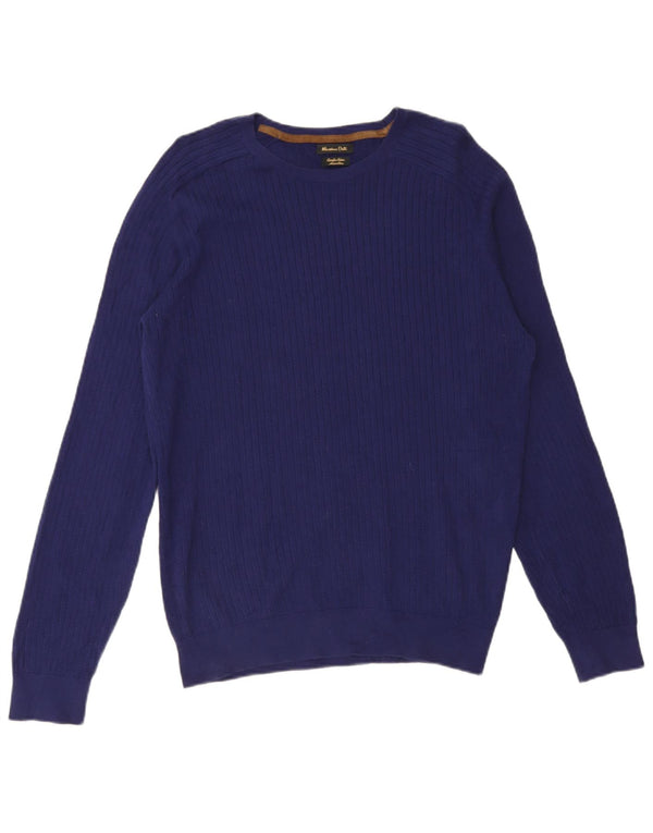 Maglione maglione girocollo da uomo Massimo Dutti grande cotone blu