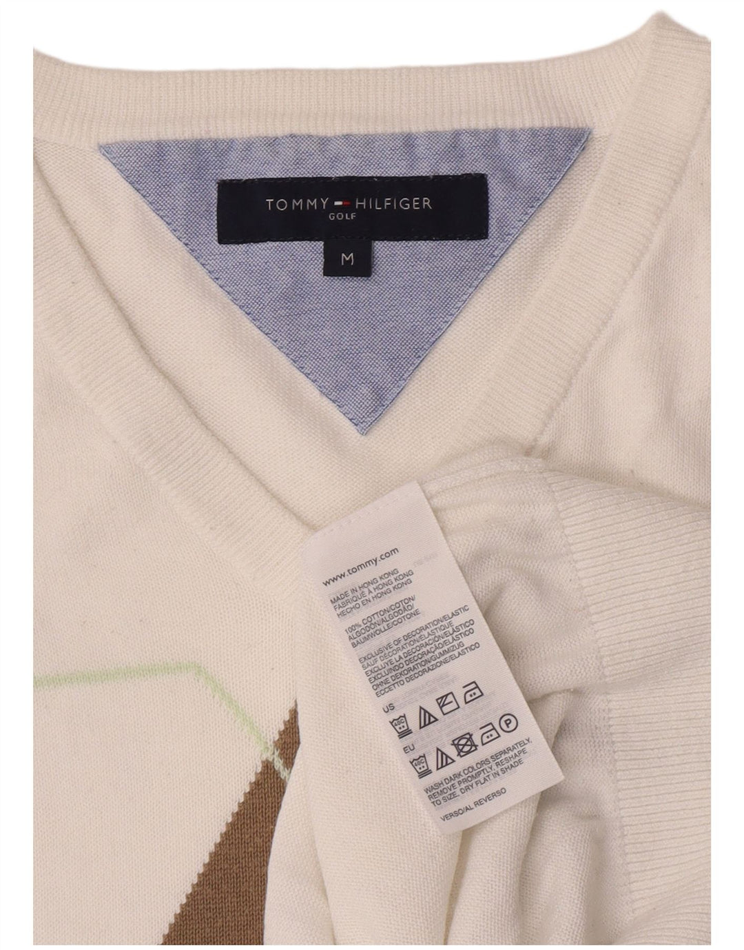 Canottiera da uomo Tommy Hilfiger Canotta media bianca a rombi/diamante in cotone