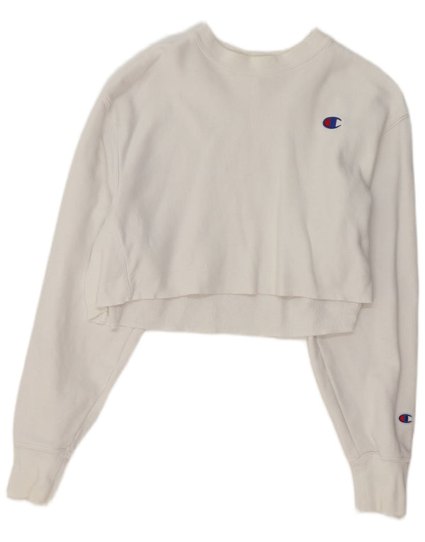 Felpa Champion da donna Reverse Weave Crop Jumper UK 14 Medium White