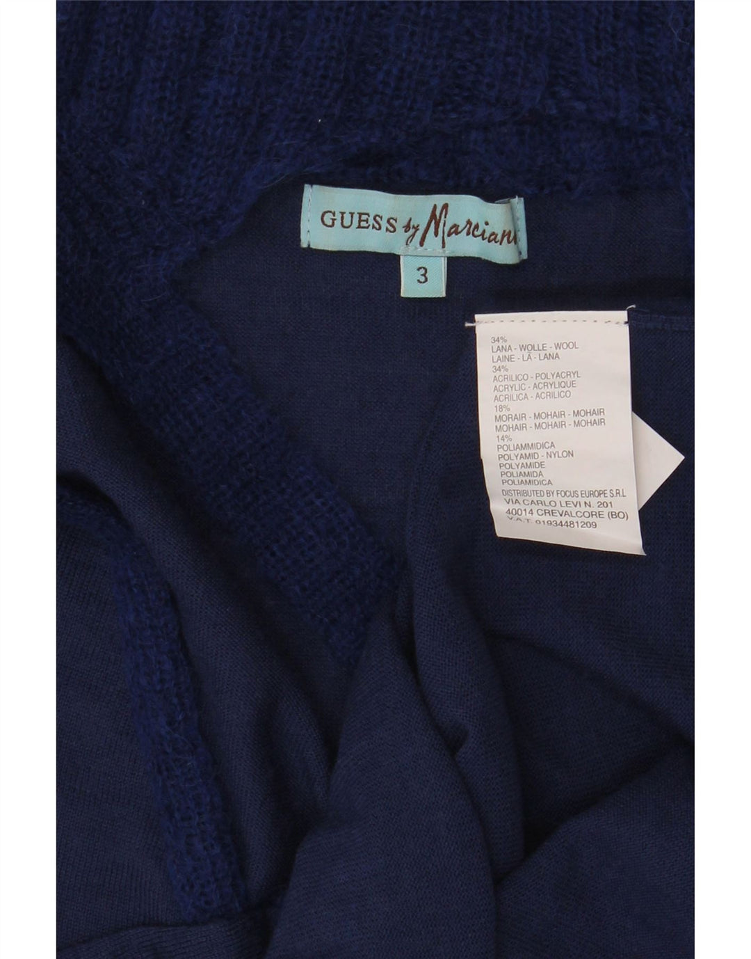 Guess Maglione da donna marciano collo alto maglione US 3 piccolo lana blu navy