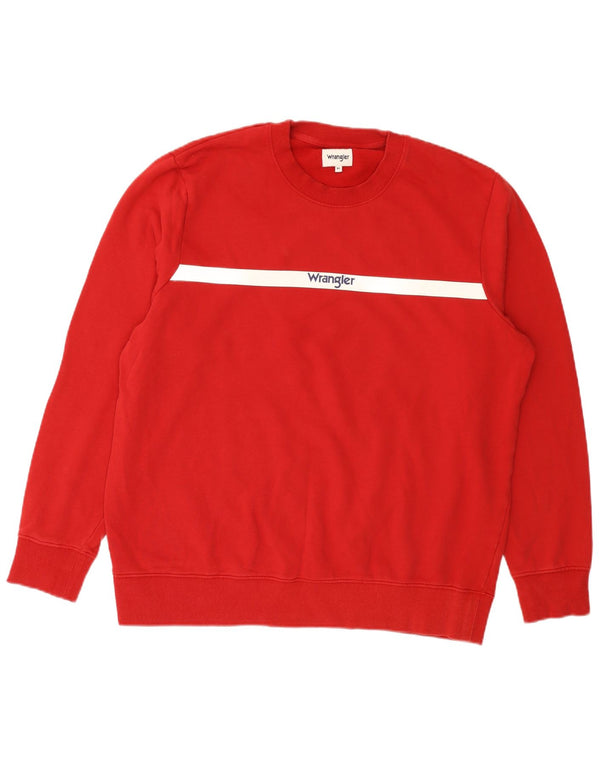 Felpa Wrangler da uomo con vestibilità regolare grafica, maglione XL, cotone a righe rosse