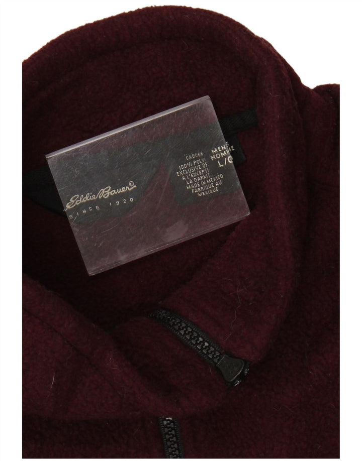 Maglione in pile da uomo con zip e collo Eddie Bauer, grande, in poliestere bordeaux