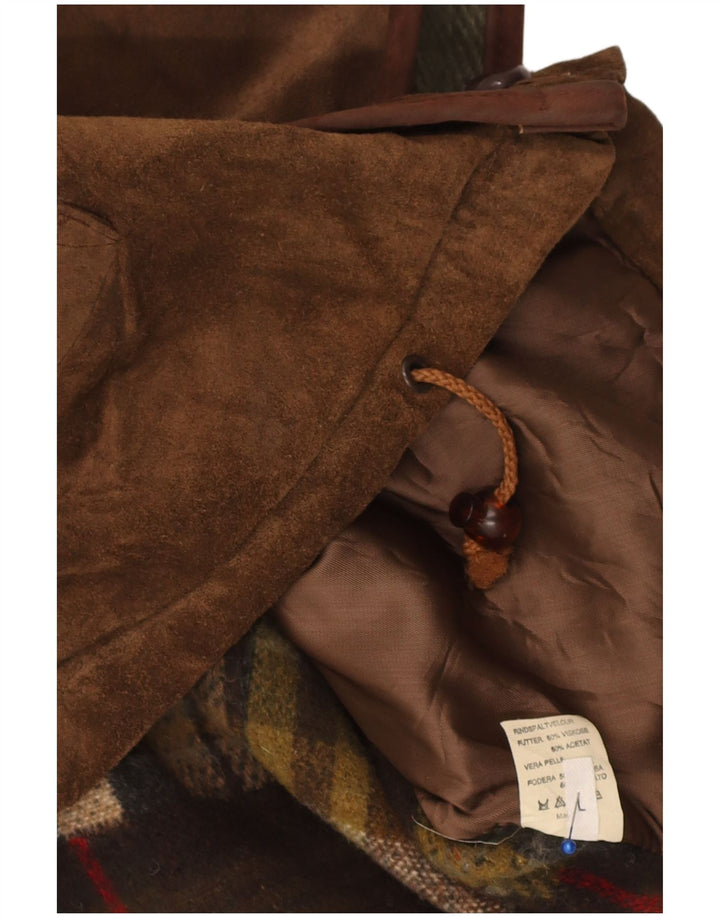 Gilet vintage da uomo in pelle scamosciata grande pelle patchwork marrone