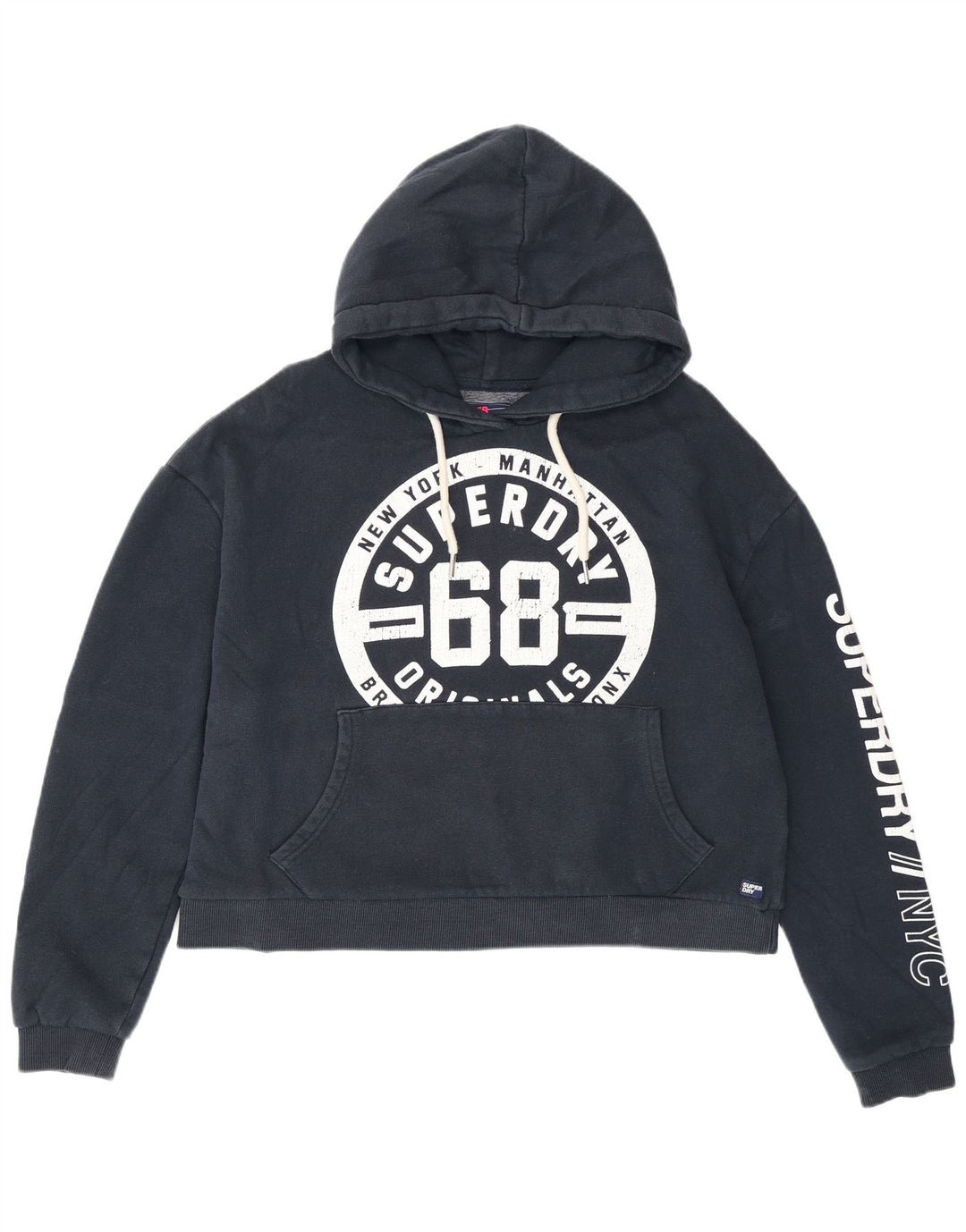 Felpa con cappuccio oversize grafica da donna Superdry UK 14 medio blu navy