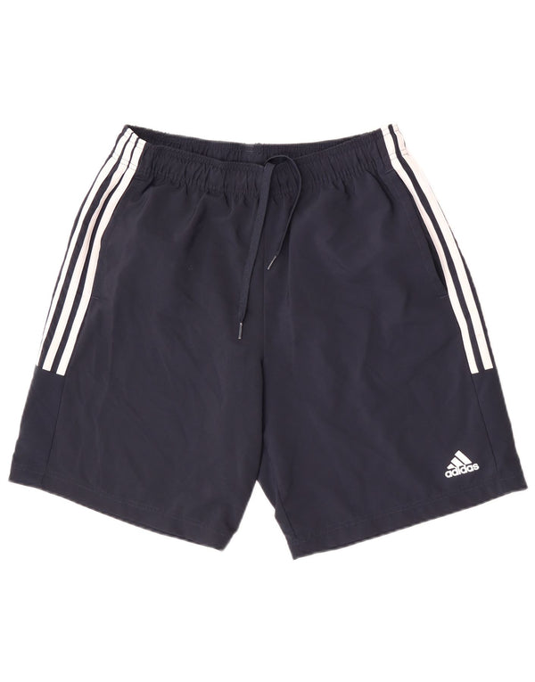 Pantaloncini sportivi da uomo Adidas medi in poliestere blu navy