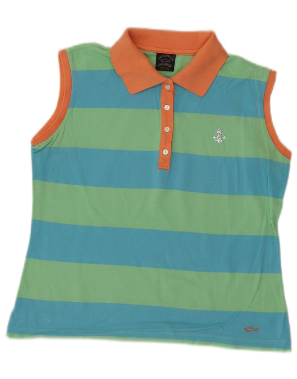 Polo corta da donna Paul & Shark Yachting UK 10 piccola a righe blu