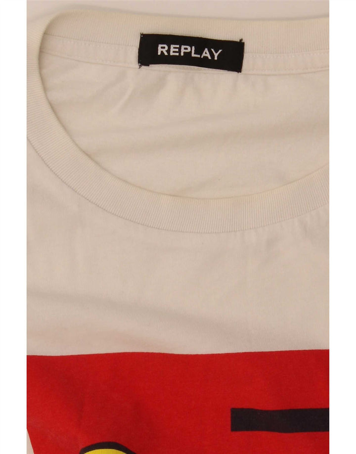 T-shirt grafica da uomo Replay Top bianco medio