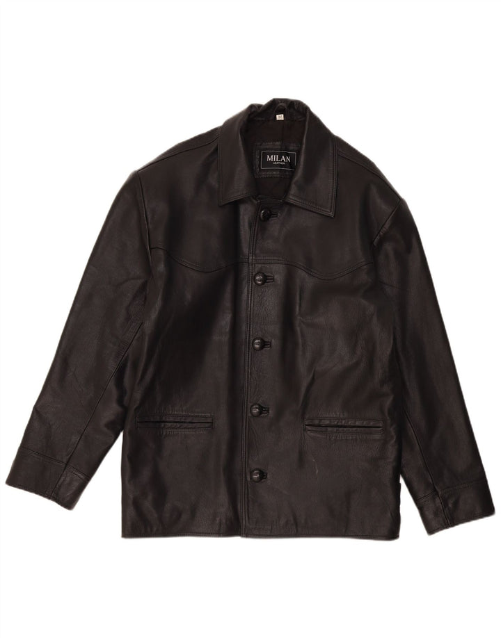 Giacca in pelle da uomo Milan UK 38 media nera classica