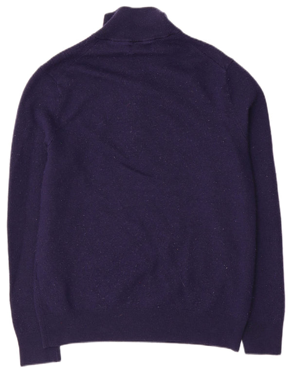 Polo Ralph Lauren Maglione da uomo con zip e collo grande in lana blu navy