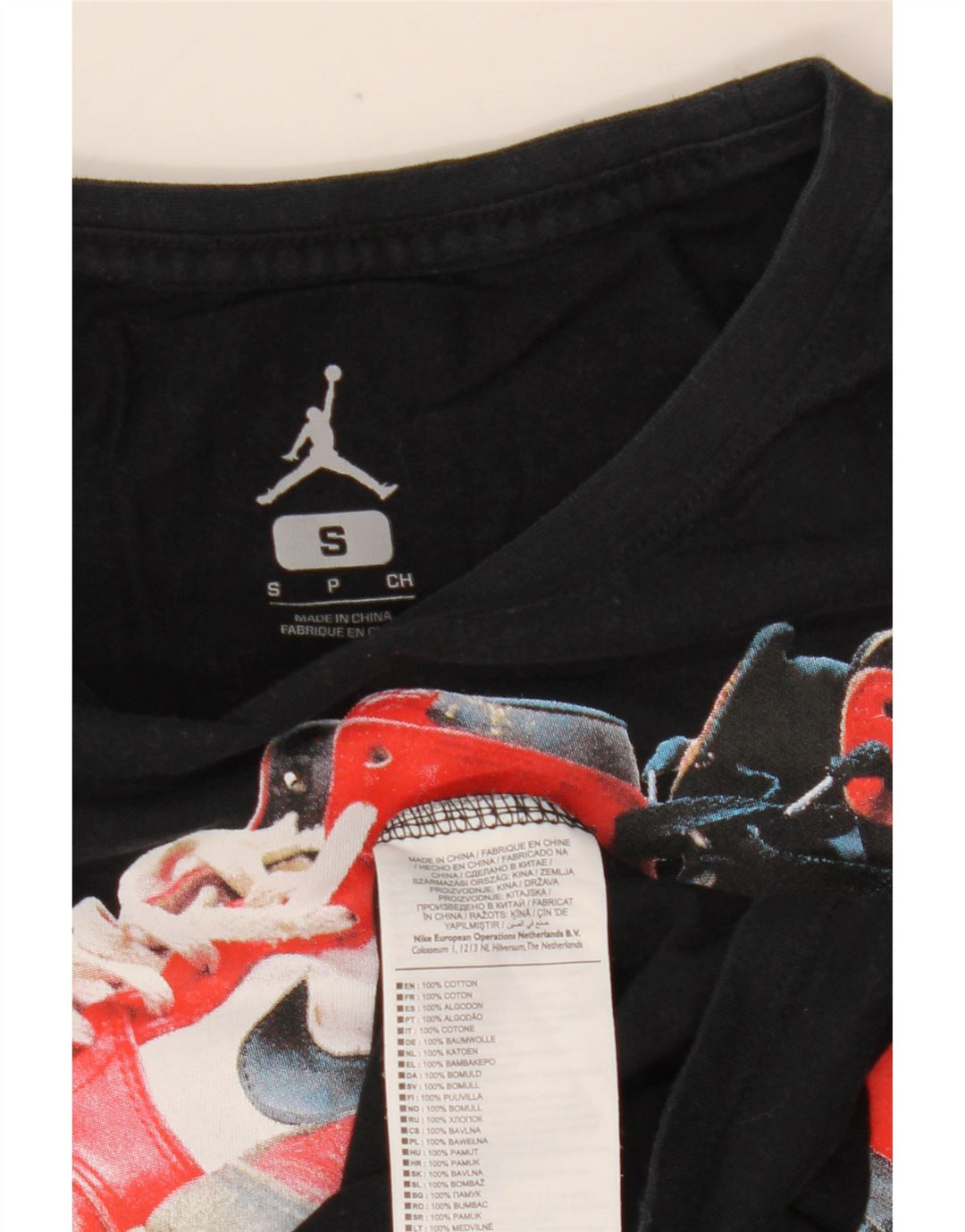 Top grafico da uomo Jordan a maniche lunghe piccolo in cotone nero