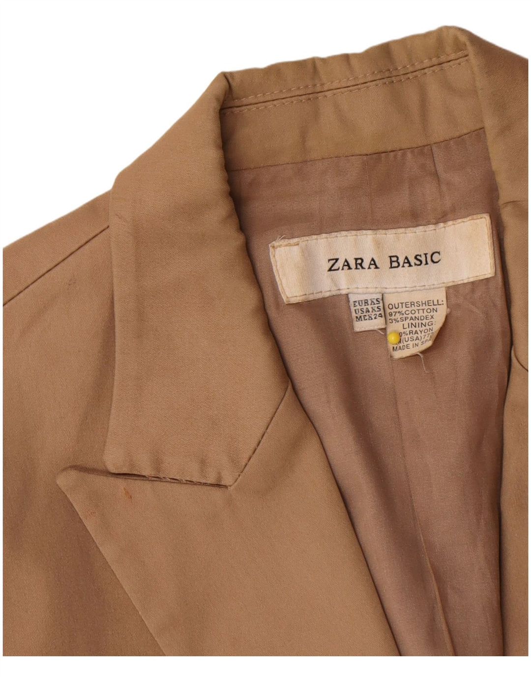 Giacca blazer a 1 bottone da donna Zara UK 6 XS cotone marrone