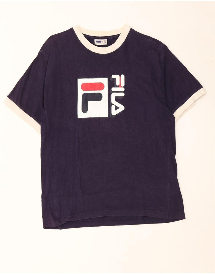 T-shirt grafica da uomo FILA Top in cotone blu navy medio