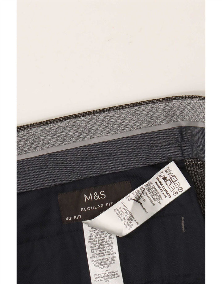 Pantaloni da abito dritti Regular Fit Marks & Spencer da uomo W40 L29 a quadri grigi
