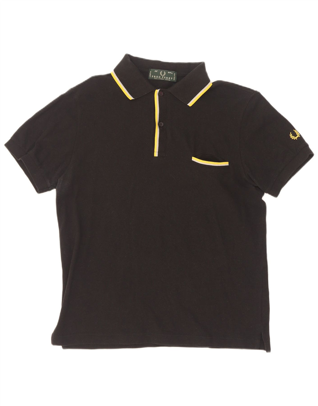 Polo da uomo Fred Perry in cotone a righe nere medie