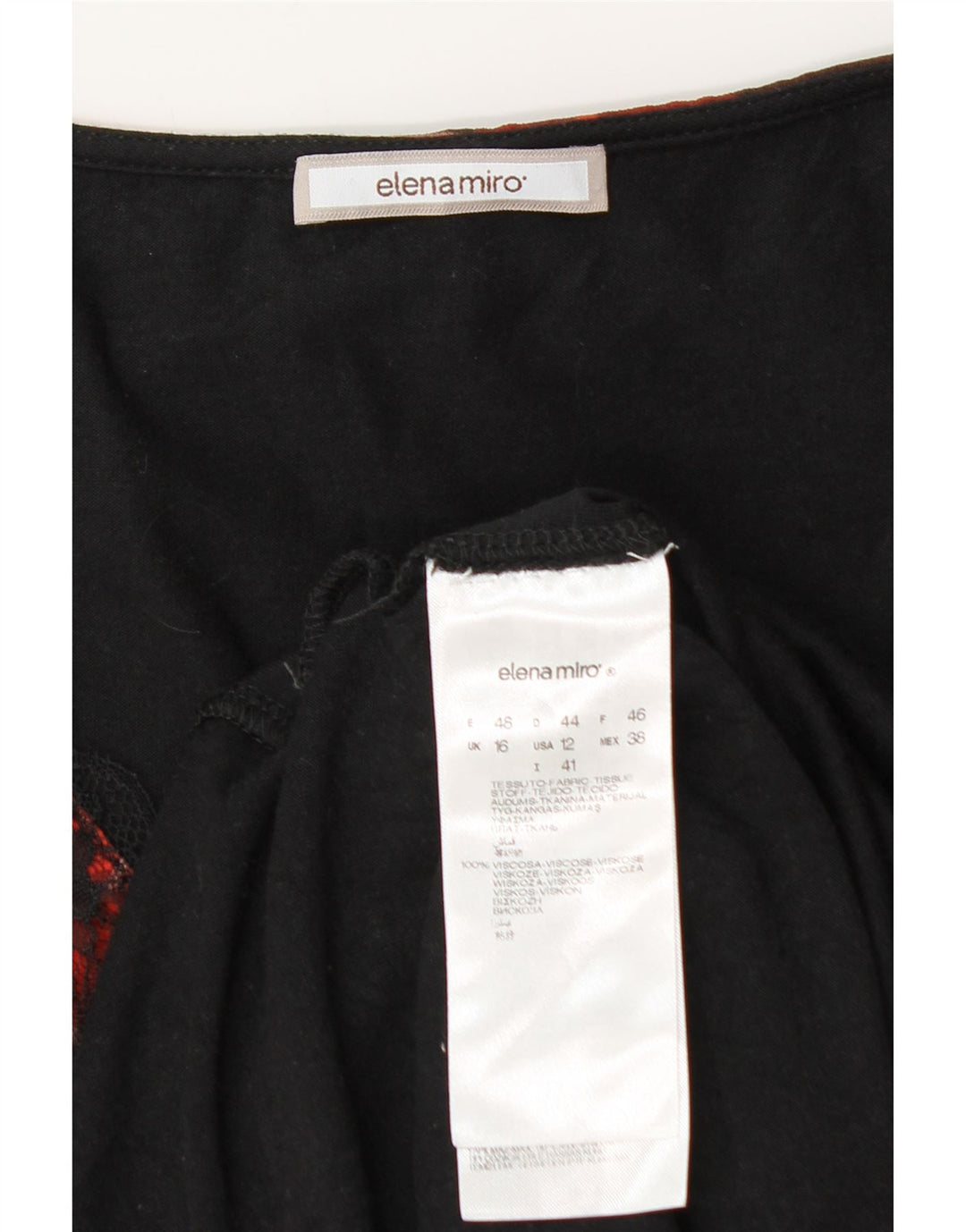 ELENA MIRO Camicetta da donna con maniche a 3/4 Top UK 16 Grande viscosa floreale rossa