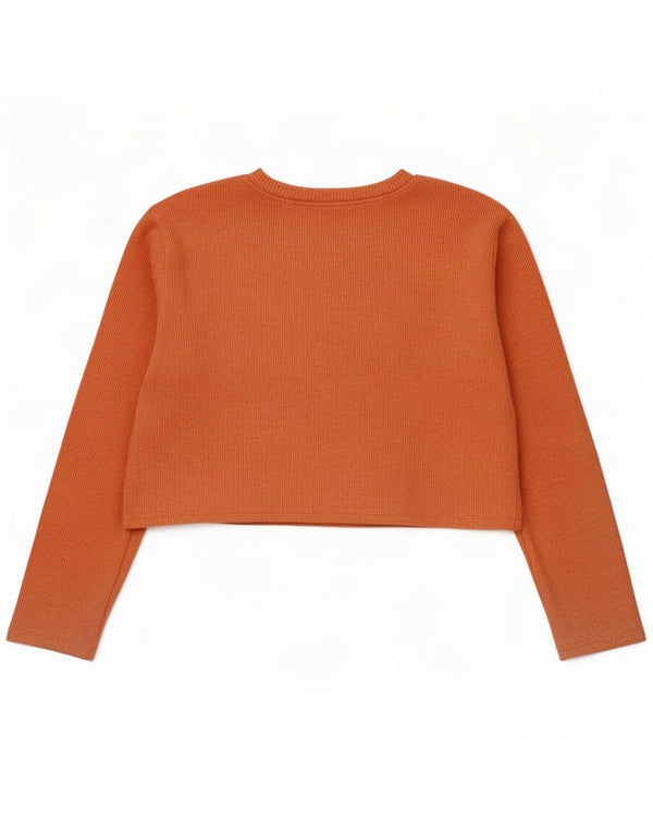 Top Zara da donna a maniche lunghe UK 14 poliestere arancione medio
