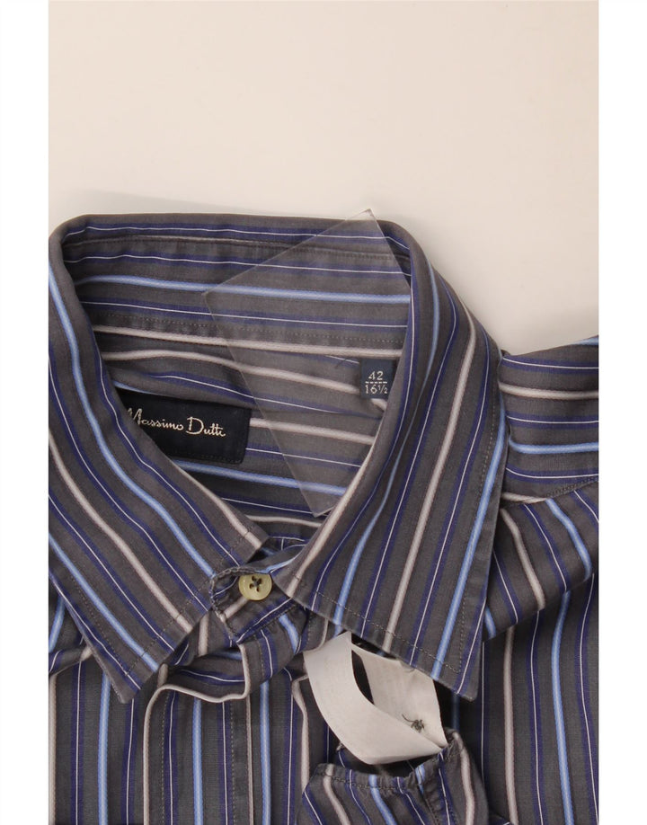 Camicia da uomo Massimo Dutti taglia 42 16 1/2 grande a righe blu navy