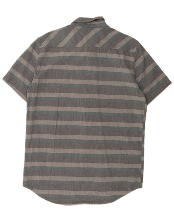Camicia Quiksilver da uomo a maniche corte, vestibilità regolare, in cotone a righe grigio medio