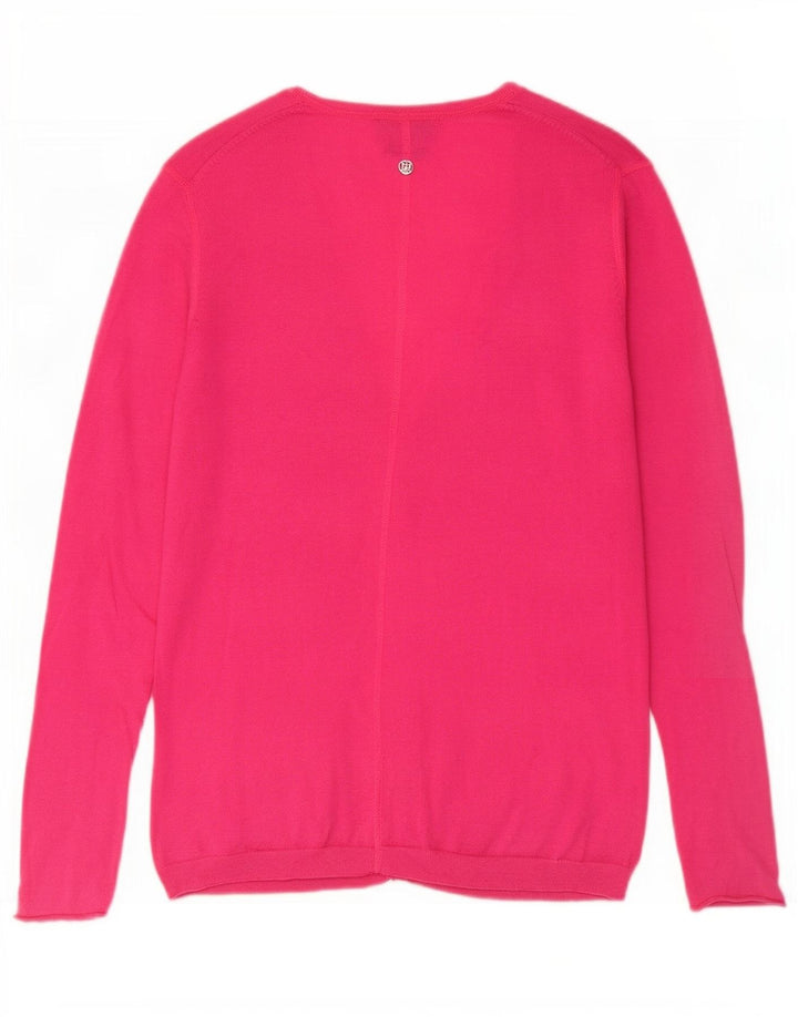 Maglione cardigan da donna Tommy Hilfiger UK 12 cotone rosa medio