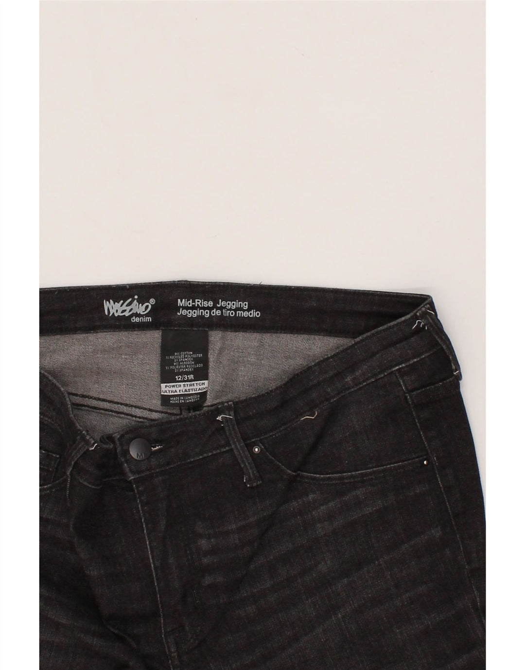 MOSSIMO Womens Stretch Distressed Jegging Jeans US 12 Large W31 L28 Grey Vintage Mossimo and Second-Hand Mossimo from Messina Hembry 