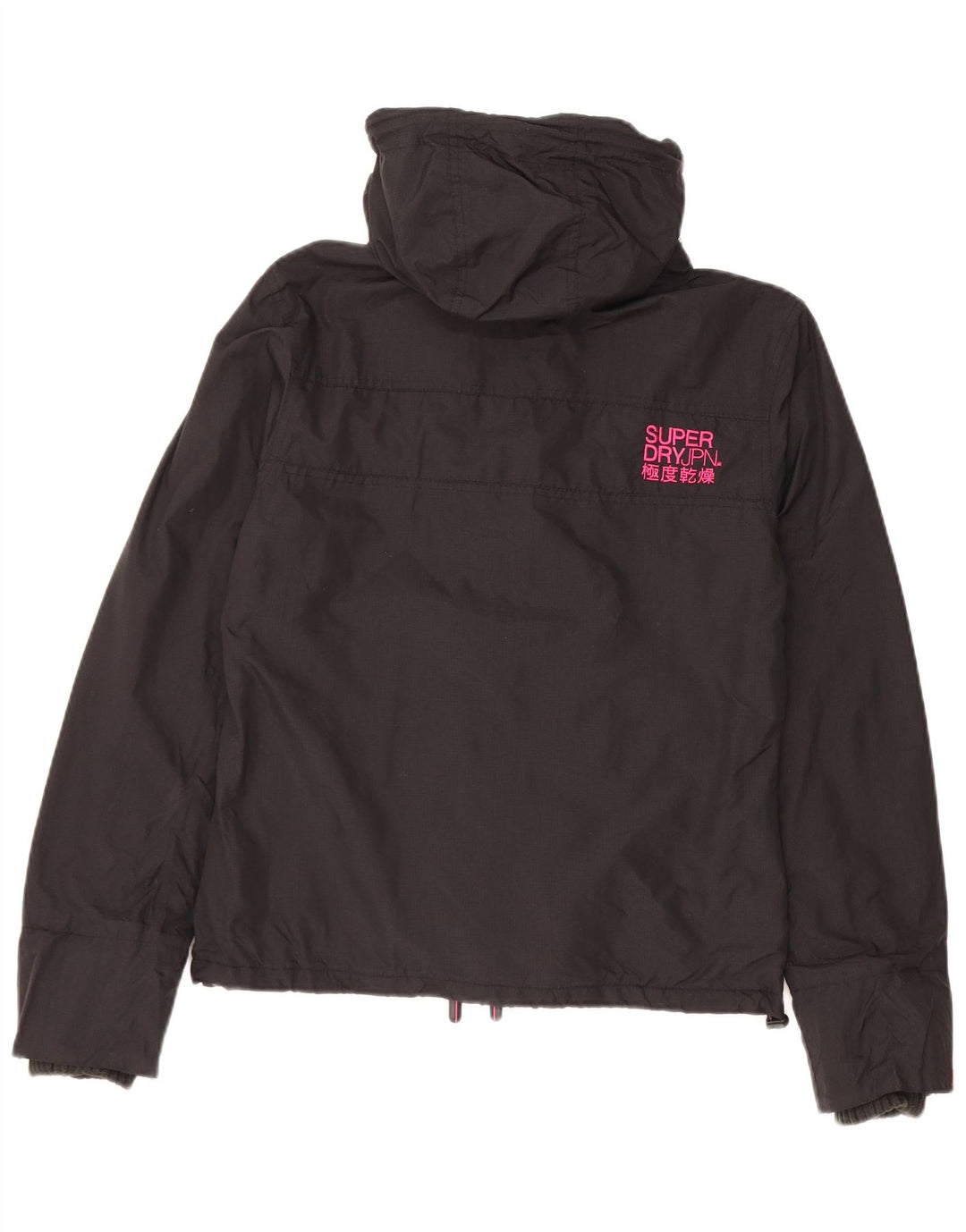 Giacca a vento con cappuccio da donna Superdry UK 14 nylon nero medio