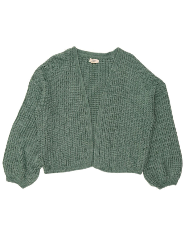 Fat Face Maglione cardigan aperto corto oversize da donna UK 12 Verde medio