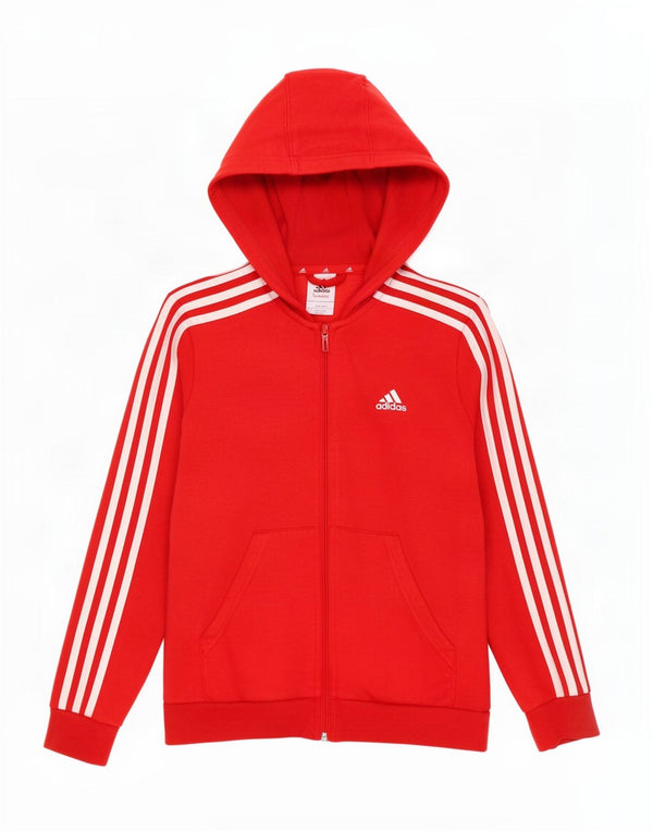 Felpa con cappuccio e zip Adidas da bambino 9-10 anni rossa