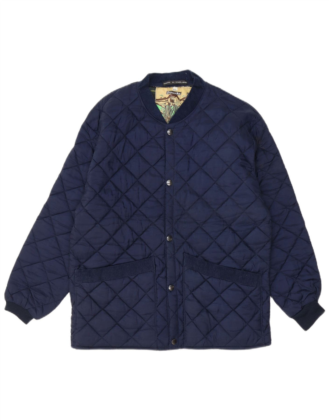 Giacca trapuntata da uomo VINTAGE UK 34 XS Blu Navy
