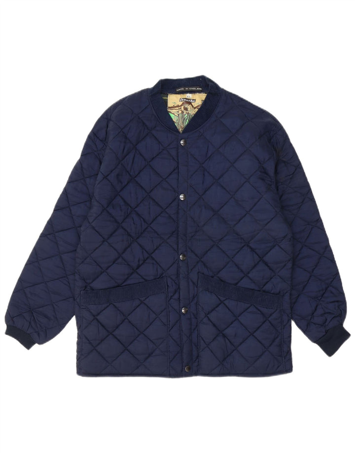Giacca trapuntata da uomo VINTAGE UK 34 XS Blu Navy