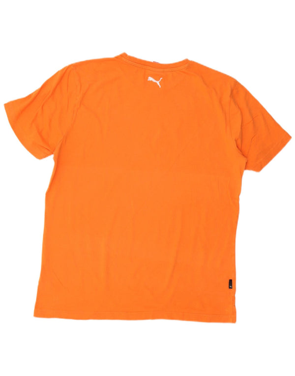 T-shirt grafica da uomo Puma Top Large in cotone arancione