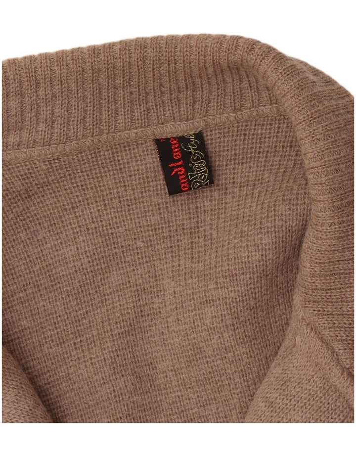 Maglione cardigan da uomo vintage grande marrone screziato