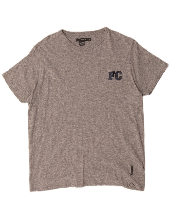 T-shirt da uomo French Connection Top XL in cotone chiazzato grigio