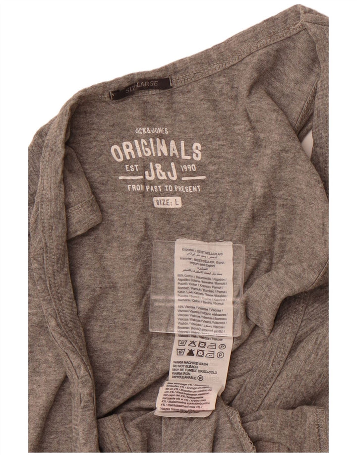 JACK & JONES Canotta grafica da uomo grande in cotone chiazzato grigio