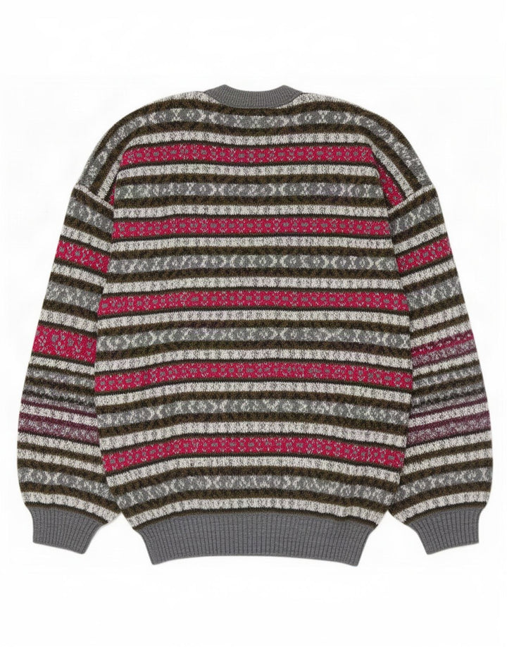 Maglione girocollo da uomo vintage in lana Fair Isle multicolore medio