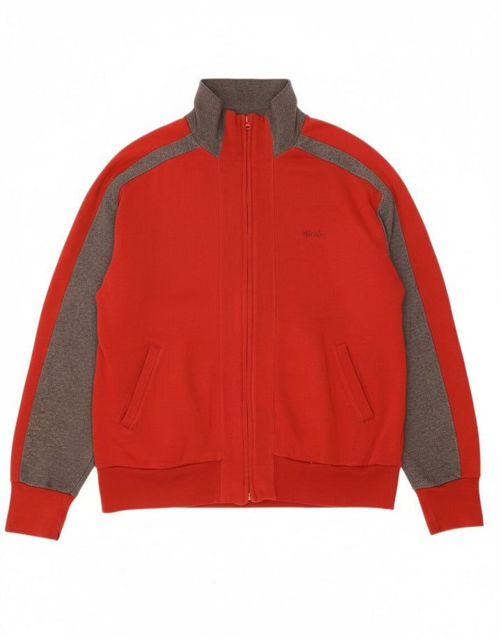 ELLESSE Mens Tracksuit Top Jacket XL Red Colourblock Cotton