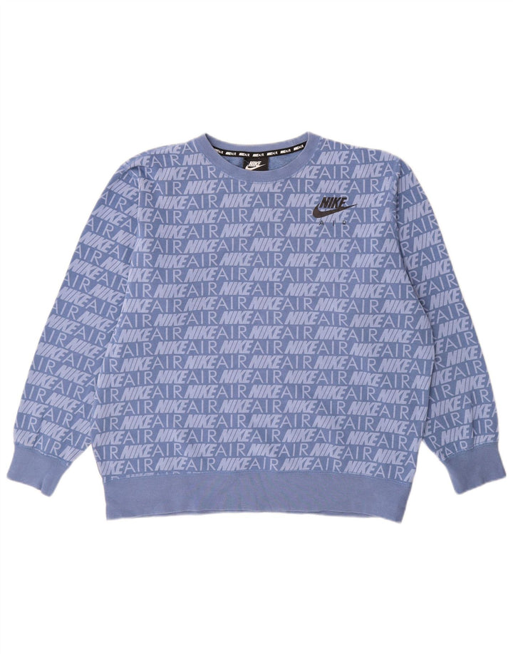 Felpa oversize con grafica NIKE da donna, maglione UK 14, cotone blu medio