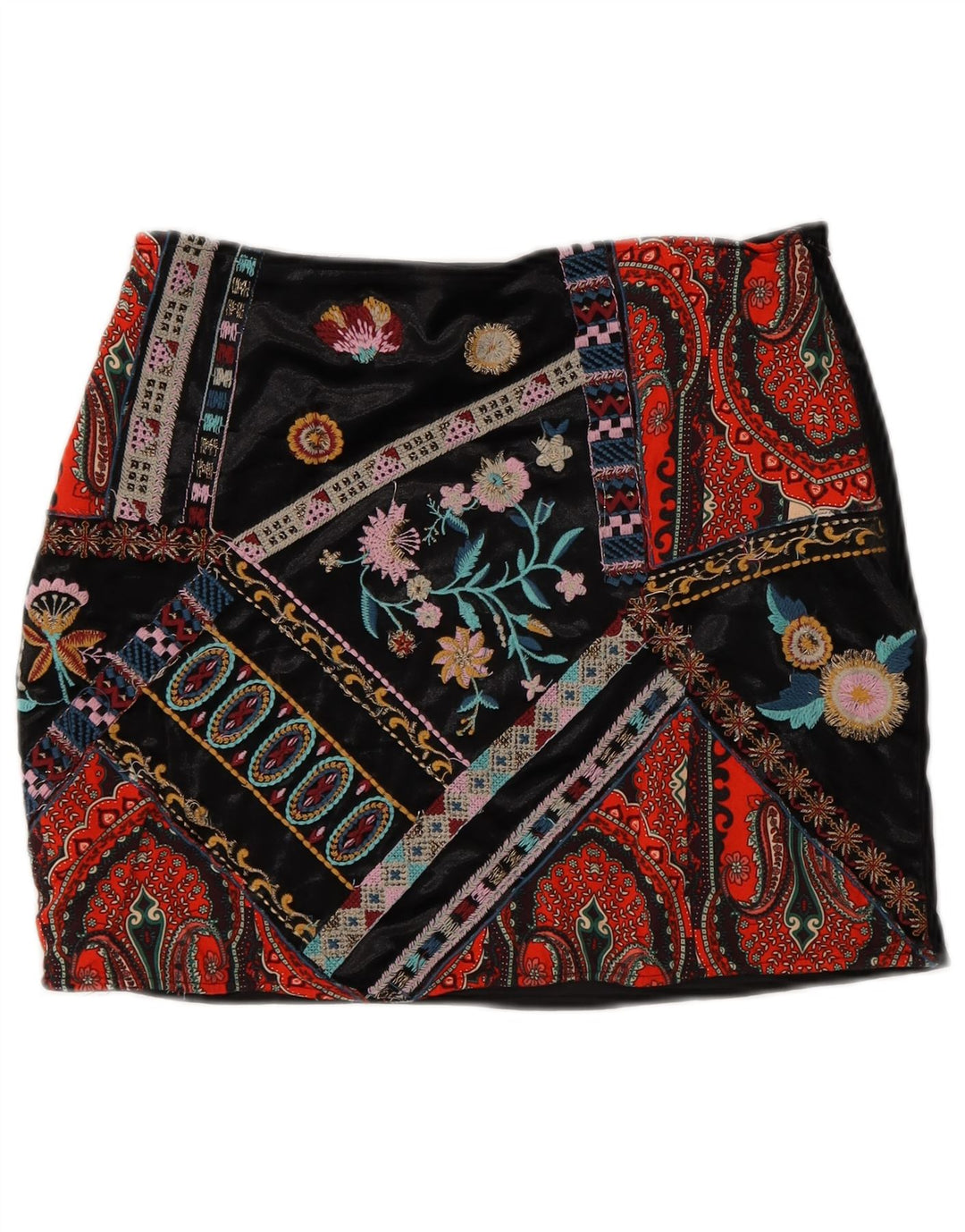 Minigonna da donna Zara piccola W26 poliestere patchwork multicolore