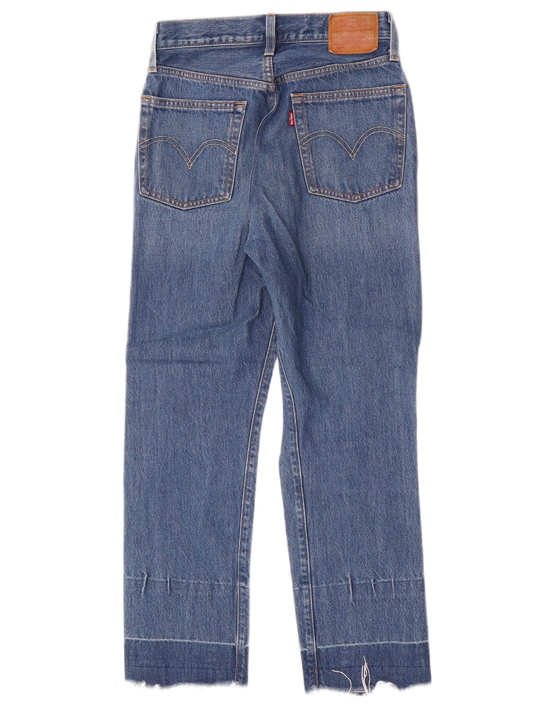 Jeans dritti invecchiati 501 da donna Levi's W25 L26 cotone blu navy