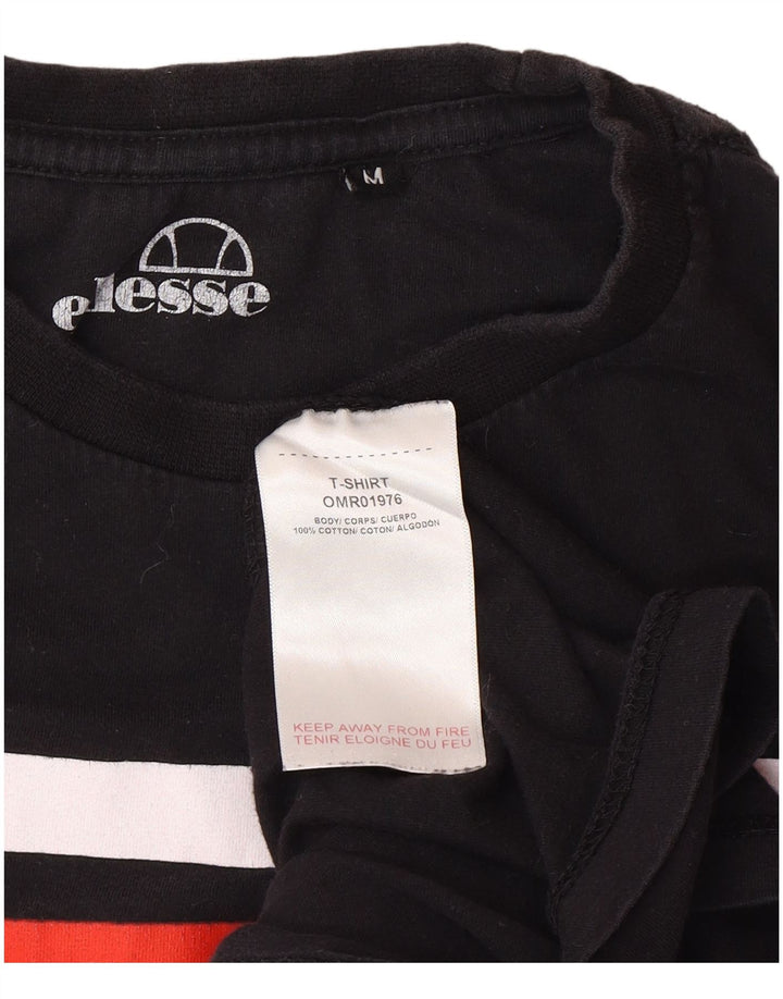 T-shirt grafica da uomo Ellesse Top in cotone color block medio nero