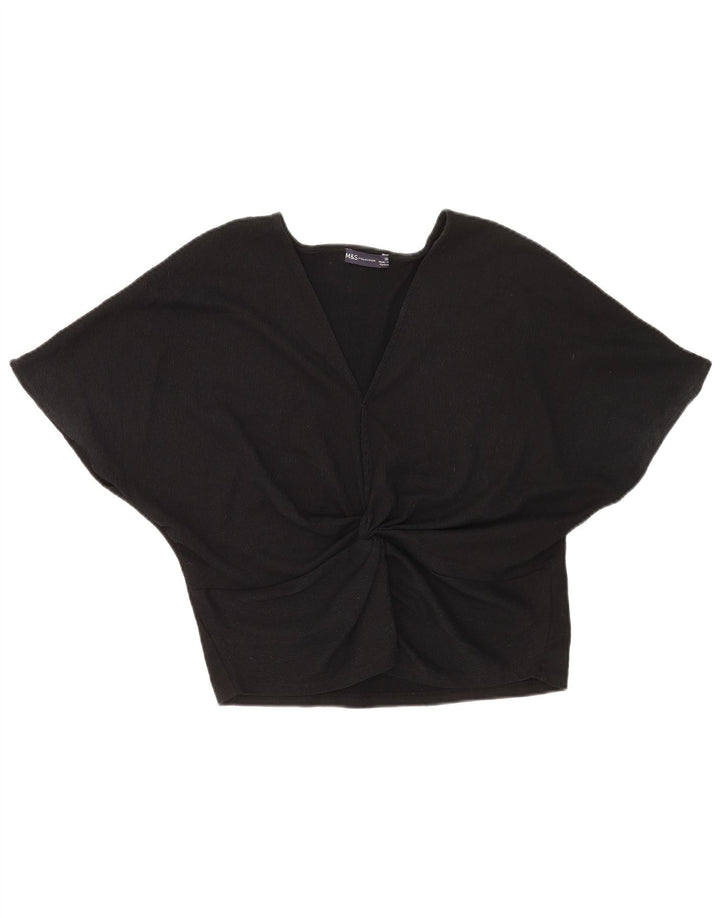 Top camicetta da donna Marks & Spencer UK 16 grande poliestere nero