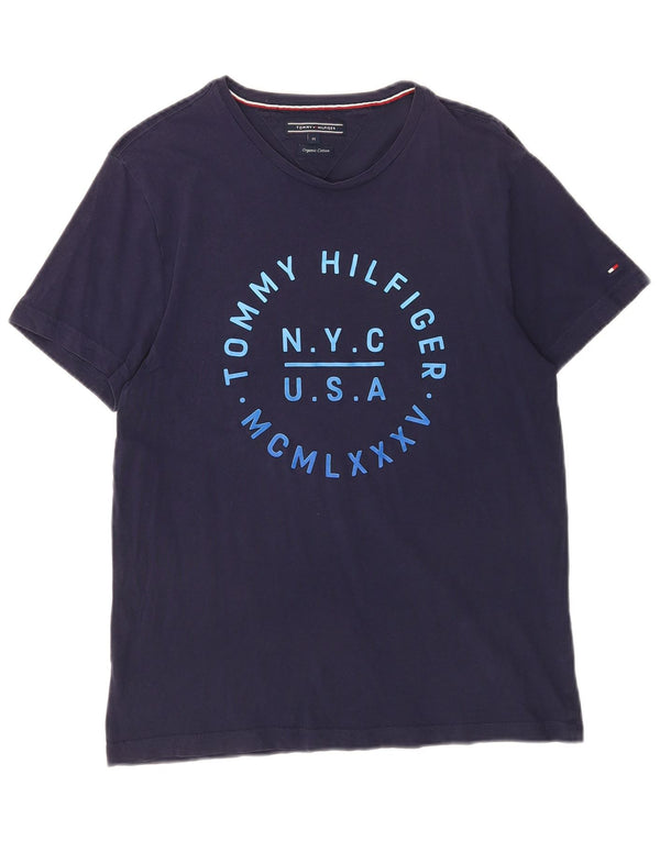 T-shirt grafica da uomo Tommy Hilfiger Top medio blu navy