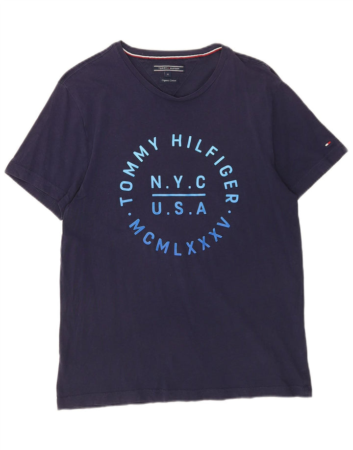 T-shirt grafica da uomo Tommy Hilfiger Top medio blu navy